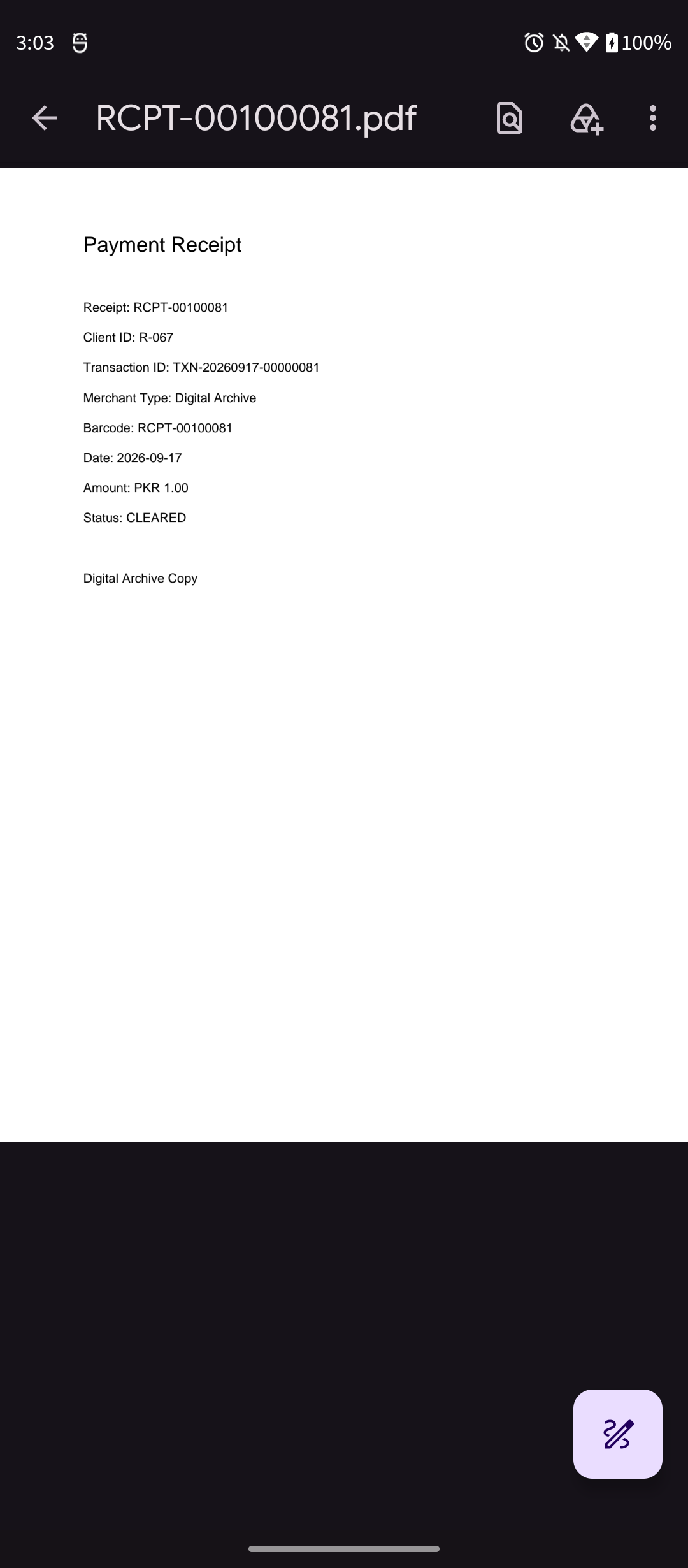 Receipt + QR / PDF